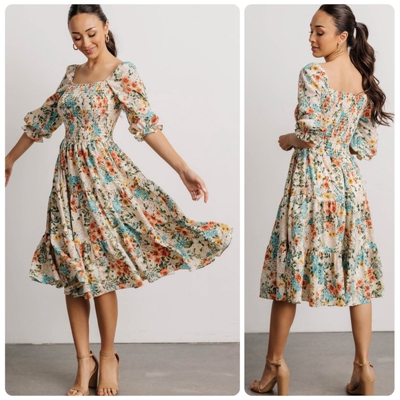 Baltic Born Dresses & Skirts - Baltic Born Marta Smocked Floral Midi Dress women's size XL